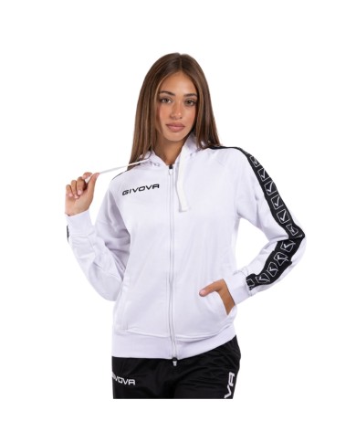 Felpa in Cotone Terry con Cappuccio Givova Full Zip Unisex Bianca BA014ZIP-0310 Felpa in Cotone Terry con Cappuccio Givova Full Zip Unisex Bianca BA014ZIP-0310