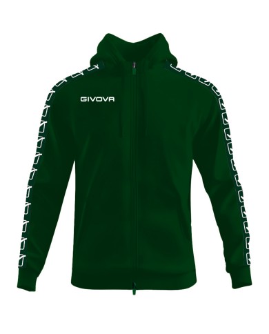 Felpa in Cotone Terry con Cappuccio Givova Full Zip Unisex Verde Bosco BA014ZIP-0094 Felpa in Cotone Terry con Cappuccio Givova Full Zip Unisex Verde Bosco BA014ZIP-0094