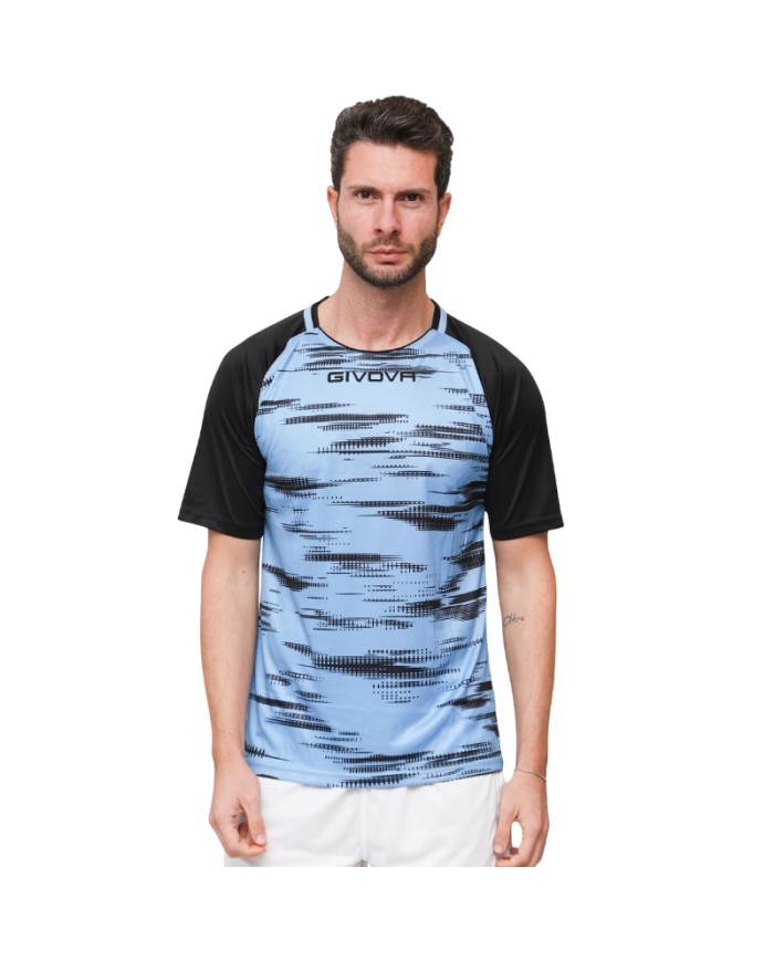Maglia da Calcio Givova Pixel MA035 Padel Tennis Celeste Nero MA0350510