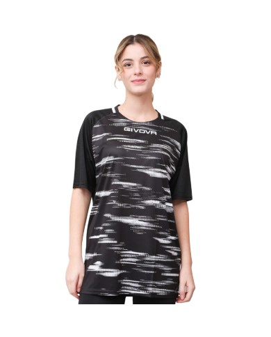 Maglia da Calcio Givova Pixel MA035 Padel Tennis Nero Bianco MA0351003