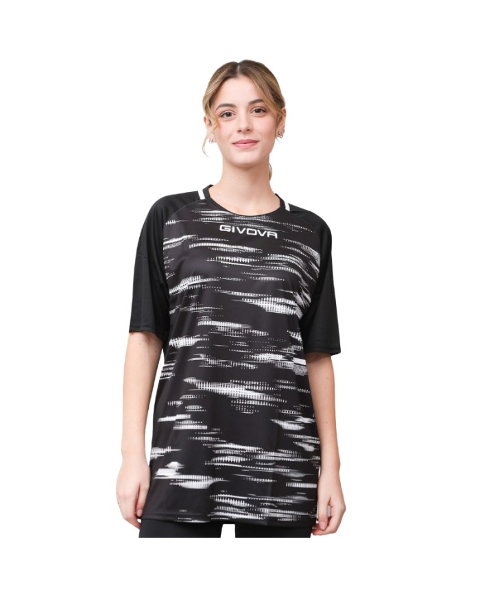 Maglia da Calcio Givova Pixel MA035 Padel Tennis Nero Bianco MA0351003