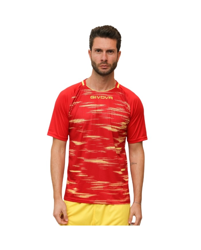 Maglia da Calcio Givova Pixel MA035 Padel Tennis Rosso Giallo MA0351207