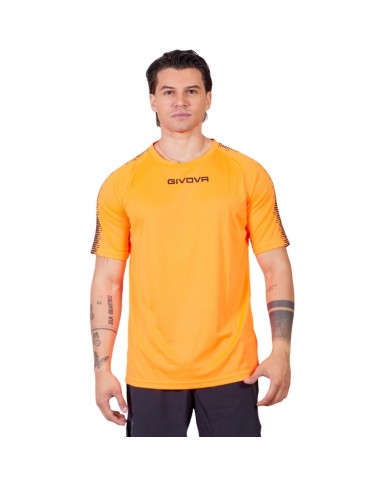Maglia Givova Shirt CLUB in Mesh MAC10 Unisex Calcio Padel Tennis Arancio Fluo Nero Maglia Givova Shirt CLUB in Mesh MAC10 Unisex Calcio Padel Tennis Arancio Fluo Nero