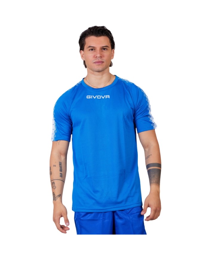 Maglia Givova Shirt CLUB in Mesh MAC10 Unisex Calcio Padel Tennis Azzurro Bianco