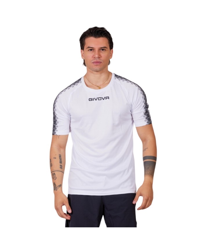 Maglia Givova Shirt CLUB in Mesh MAC10 Unisex Calcio Padel Tennis Bianco Nero