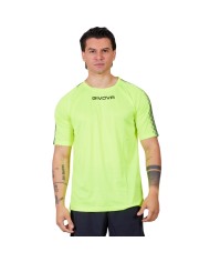 Maglia Givova Shirt CLUB in Mesh MAC10 Unisex Calcio Padel Tennis Giallo Fluo Nero