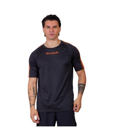 Maglia Givova Shirt CLUB in Mesh MAC10 Unisex Calcio Padel Tennis Nero Arancio Fluo Maglia Givova Shirt CLUB in Mesh MAC10 Unisex Calcio Padel Tennis Nero Arancio Fluo