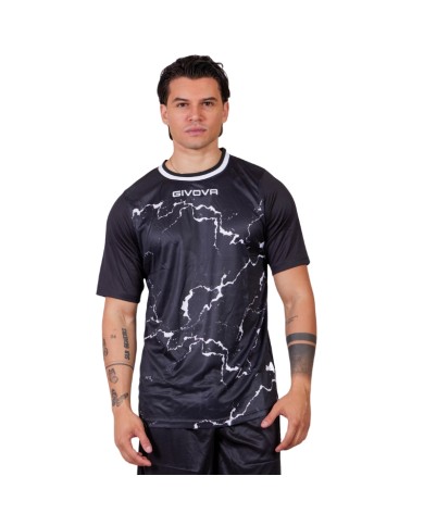 Maglia GRAFITE INTERLOCK Givova MA040 Calcio Tennis Padel Nero Bianco MA0401003