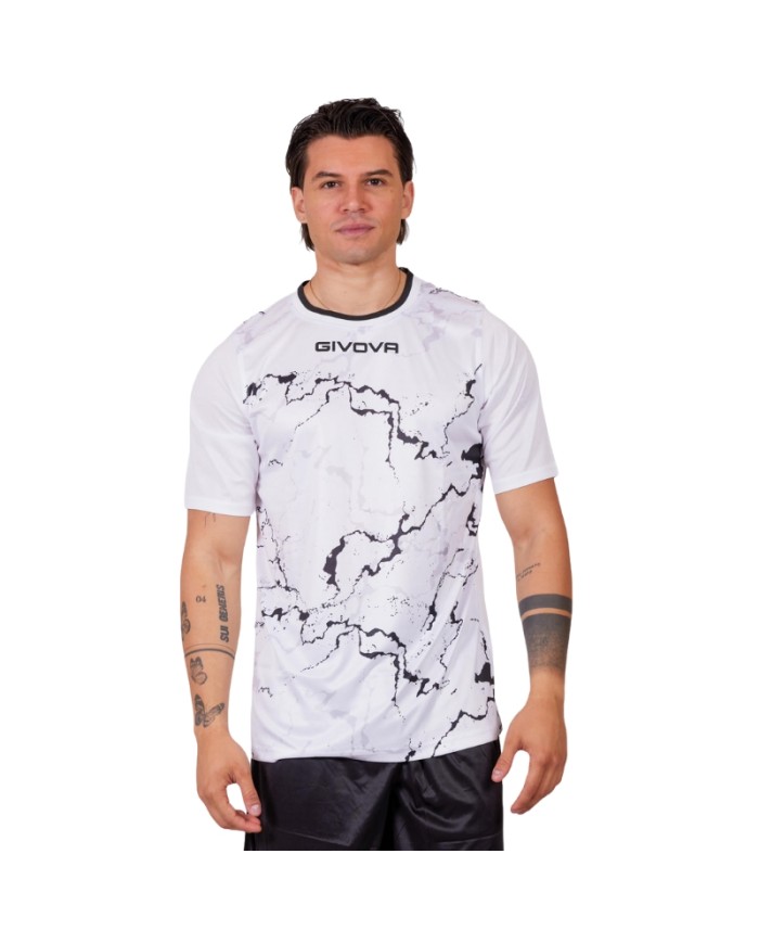 Maglia GRAFITE INTERLOCK Givova MA040 Calcio Tennis Padel Bianco Nero MA0400310