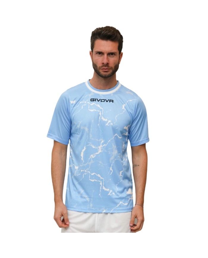 Maglia GRAFITE INTERLOCK Givova MA040 Calcio Tennis Padel Celeste Bianco MA0400503
