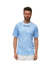 Maglia GRAFITE INTERLOCK Givova MA040 Calcio Tennis Padel Celeste Bianco MA0400503