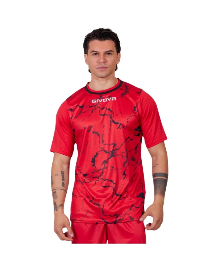 Maglia GRAFITE INTERLOCK Givova MA040 Calcio Tennis Padel Rosso Nera MA0401210