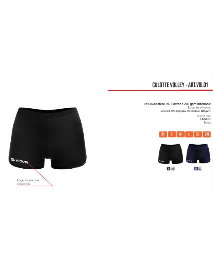 Culotte da Pallavolo Givova VOL01 Volley Blu Bianco VOL01-0403
