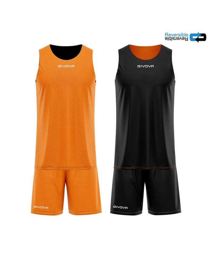 Completino da Basket Givova KIT REVERSE KITB06 Pallacanestro Reversibile Arancio Nero KITB06-0110
