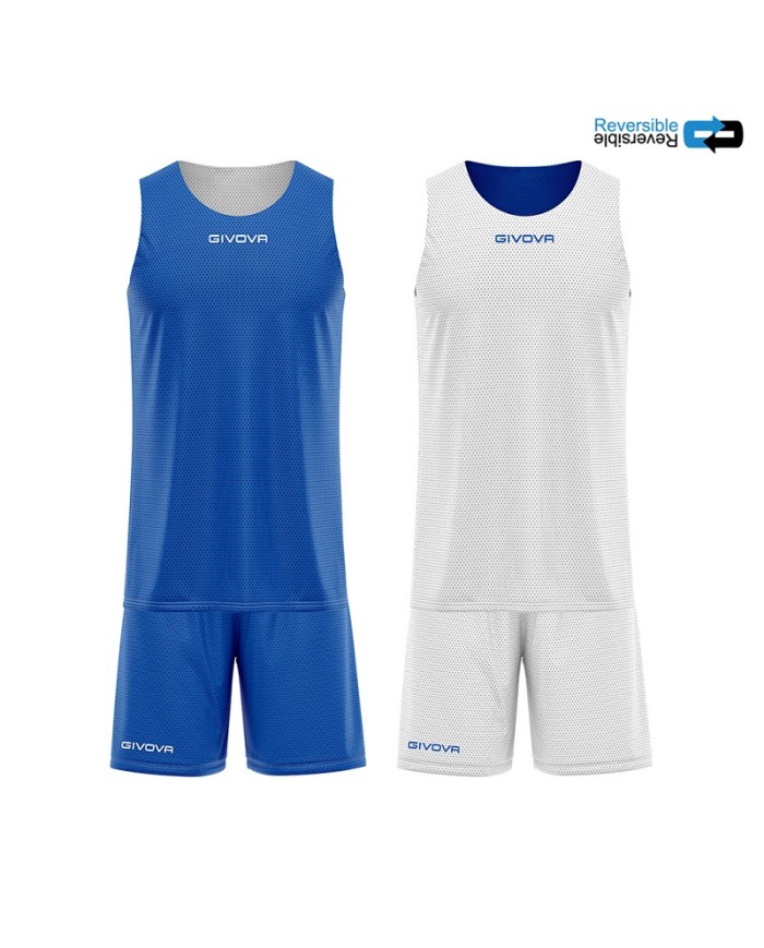 Completino da Basket Givova KIT REVERSE KITB06 Pallacanestro Reversibile Azzurro Bianco KITB06-0203