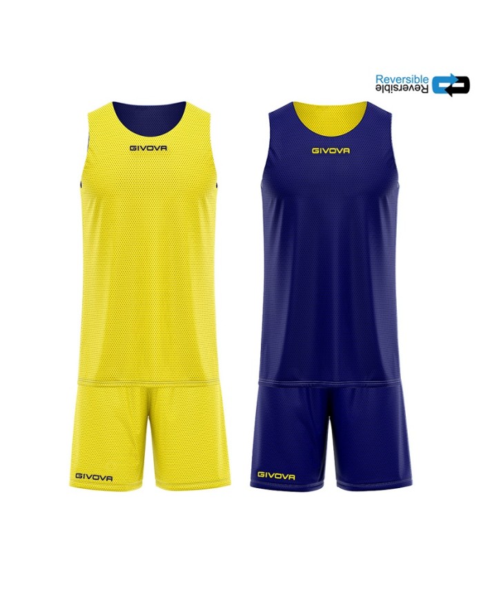 Completino da Basket Givova KIT REVERSE KITB06 Pallacanestro Reversibile Giallo Blu KITB0704