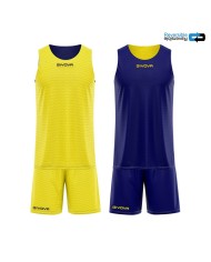 Completino da Basket Givova KIT REVERSE KITB06 Pallacanestro Reversibile Giallo Blu KITB0704