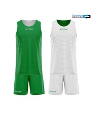 Completino da Basket Givova KIT REVERSE KITB06 Pallacanestro Reversibile Verde Bianco KITB01303