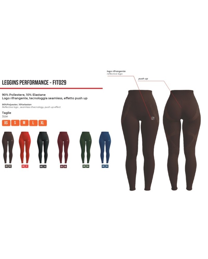 Leggings da Donna PERFORMANCE Givova FIT029 Rosso FIT0290012
