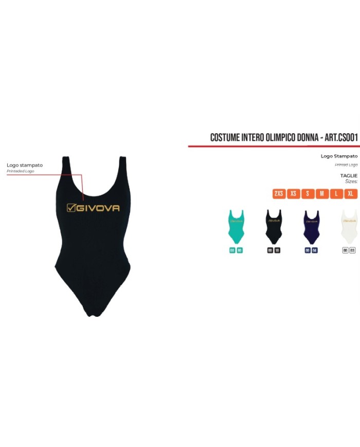 Costume Olimpionico Intero Givova CS001 Blu Piscina Body  CS0010004