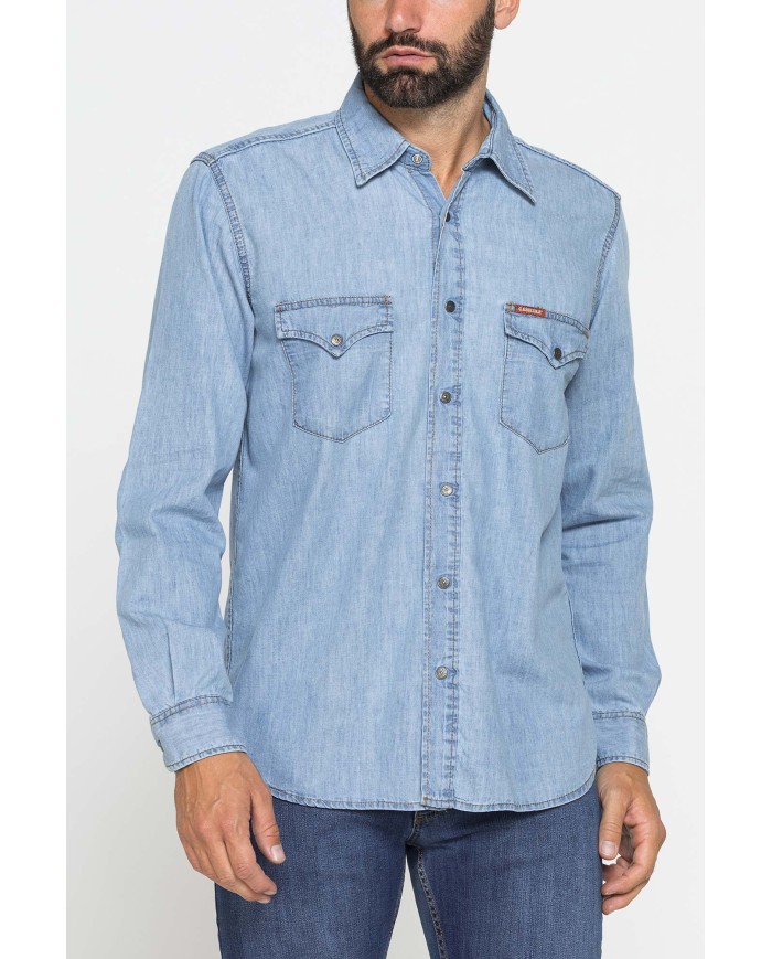 CAMICIA MODELLO WESTERN IN DENIM LEGGERO DA 7 oz.