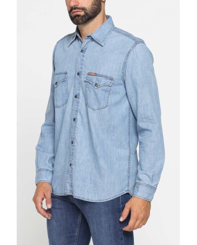 CAMICIA MODELLO WESTERN IN DENIM LEGGERO DA 7 oz.