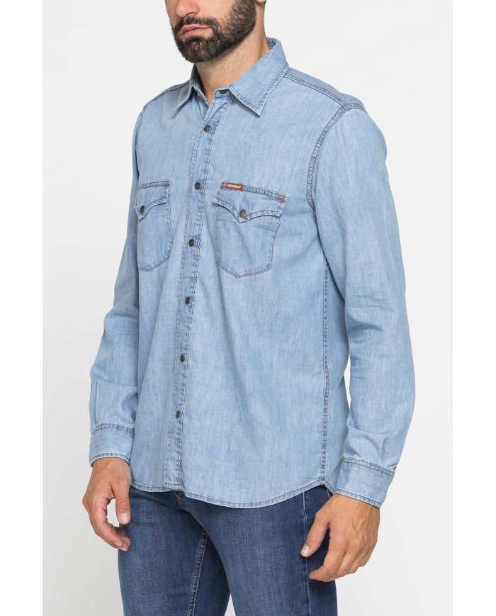 CAMICIA MODELLO WESTERN IN DENIM LEGGERO DA 7 oz.