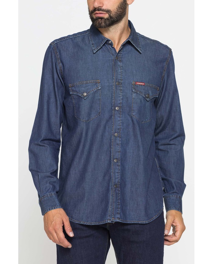 CAMICIA MODELLO WESTERN IN DENIM LEGGERO DA 7 oz.
