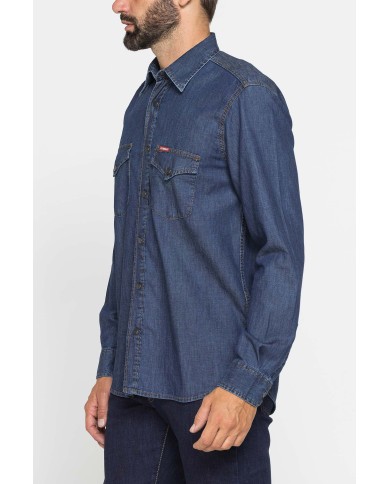 CAMICIA MODELLO WESTERN IN DENIM LEGGERO DA 7 oz.