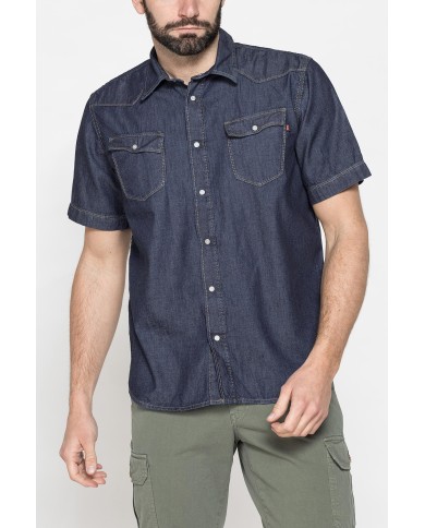 CAMICIA A MANICA CORTA IN DENIM LEGGERO