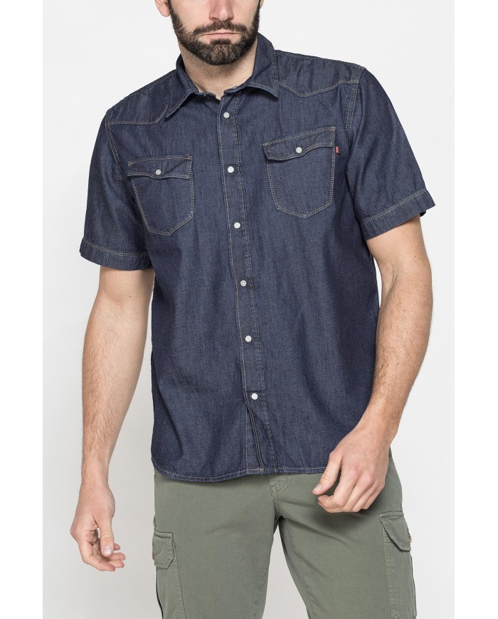 CAMICIA A MANICA CORTA IN DENIM LEGGERO