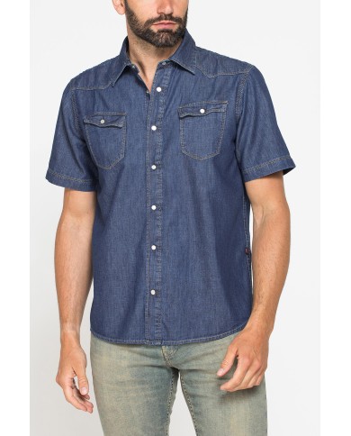 CAMICIA A MANICA CORTA IN DENIM LEGGERO