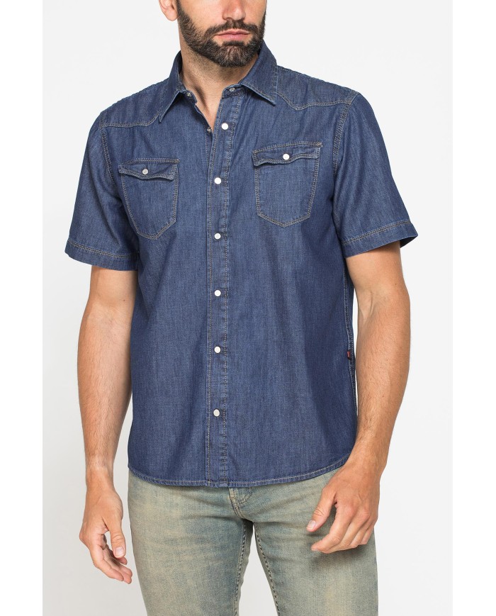CAMICIA A MANICA CORTA IN DENIM LEGGERO