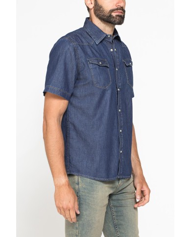 CAMICIA A MANICA CORTA IN DENIM LEGGERO