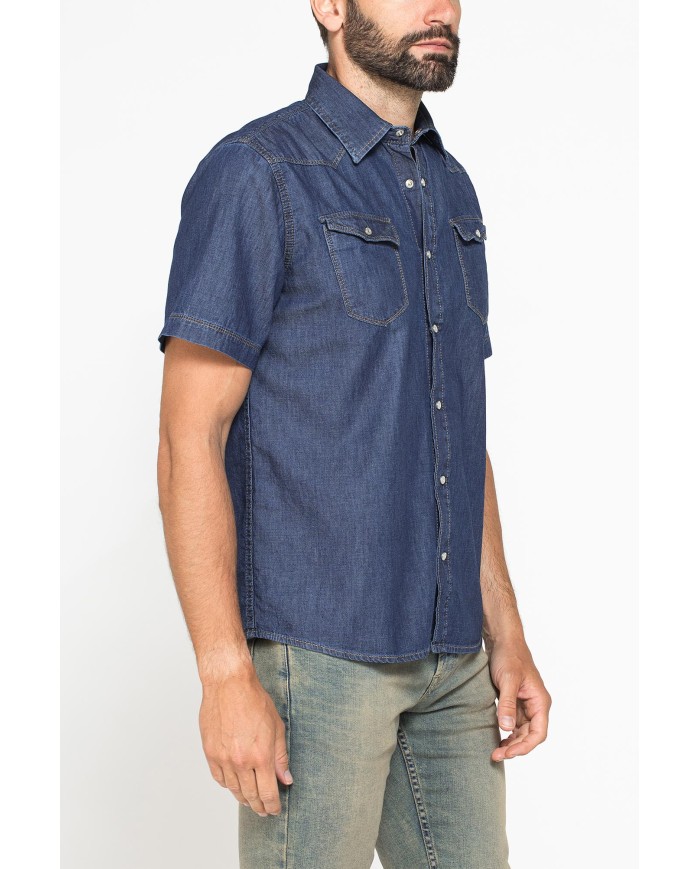CAMICIA A MANICA CORTA IN DENIM LEGGERO