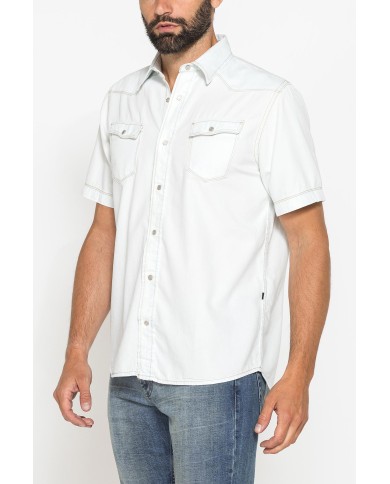 CAMICIA A MANICA CORTA IN DENIM LEGGERO