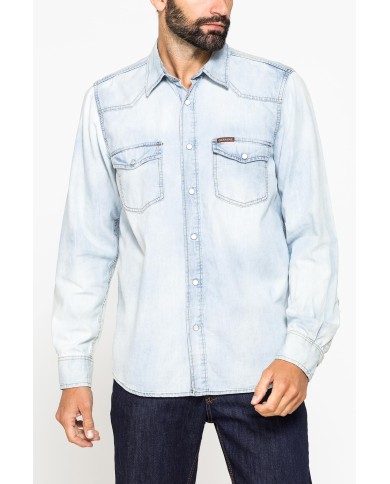 CAMICIA MANICA LUNGA IN DENIM LEGGERO DA 7 oz.