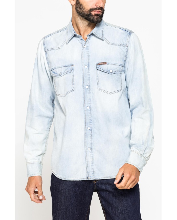 CAMICIA MANICA LUNGA IN DENIM LEGGERO DA 7 oz.