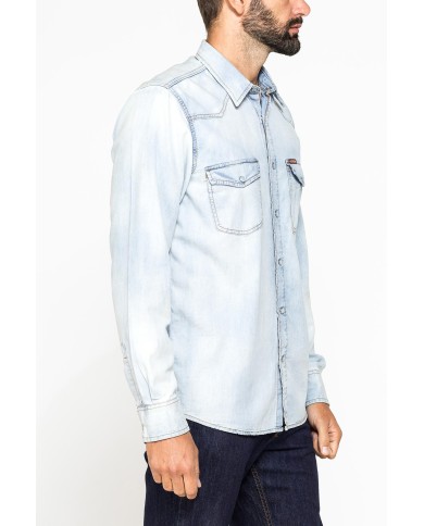 CAMICIA MANICA LUNGA IN DENIM LEGGERO DA 7 oz.