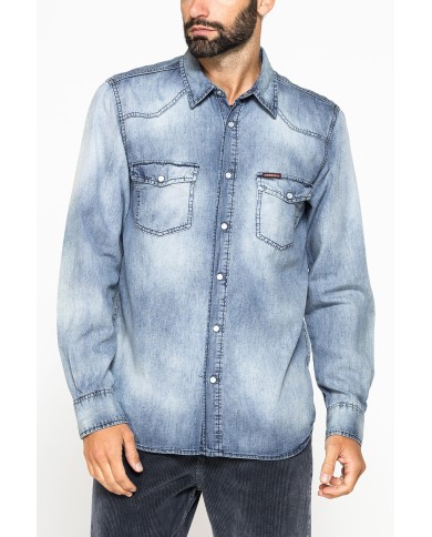 CAMICIA MANICA LUNGA IN DENIM LEGGERO DA 7 oz.