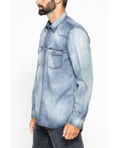 CAMICIA MANICA LUNGA IN DENIM LEGGERO DA 7 oz.