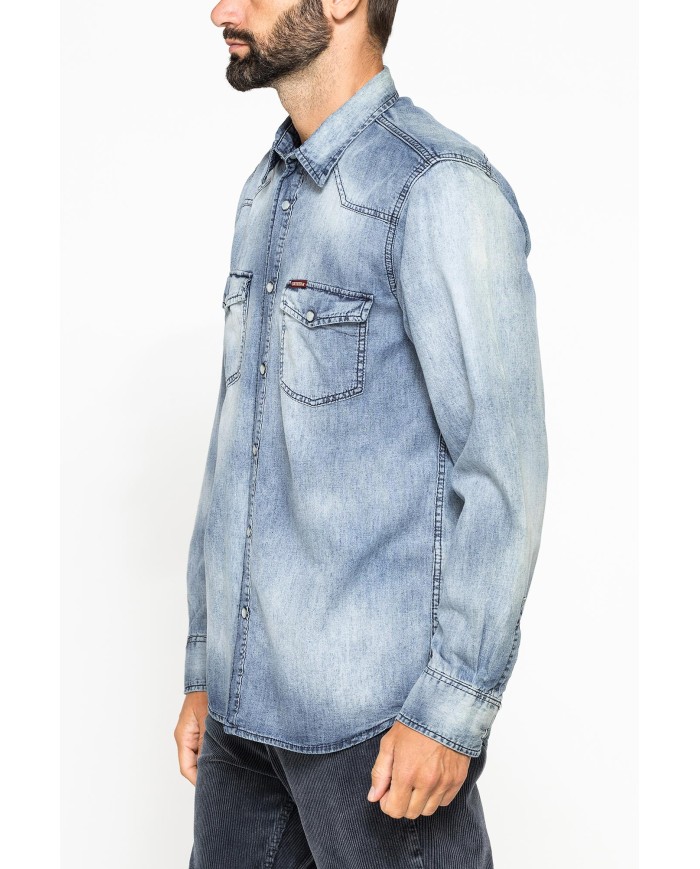 CAMICIA MANICA LUNGA IN DENIM LEGGERO DA 7 oz.
