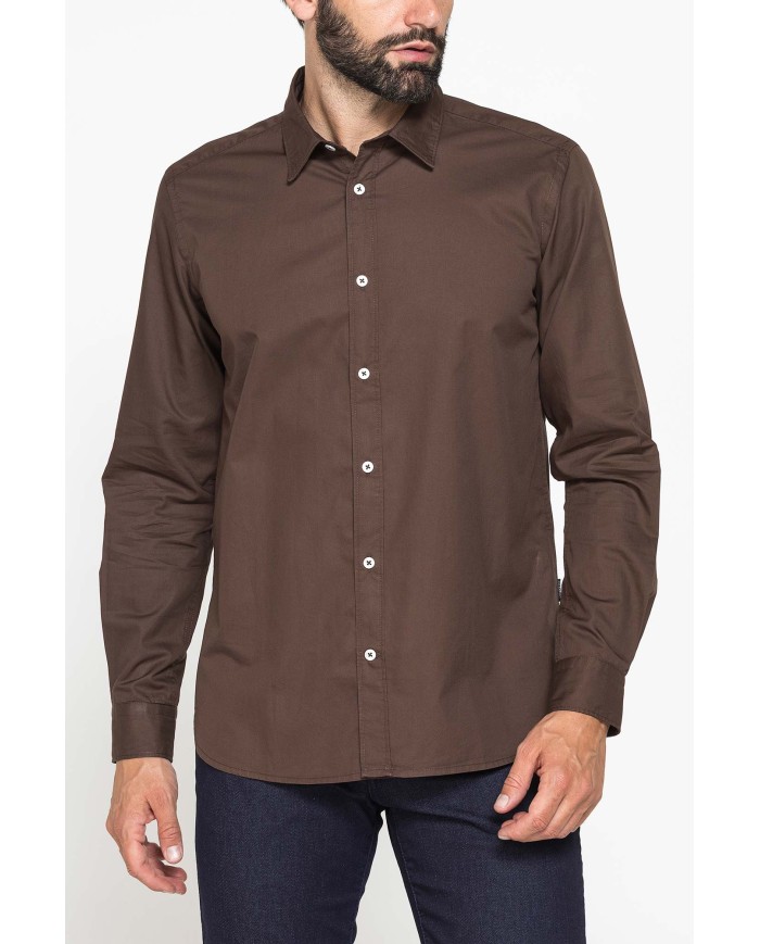 CAMICIA CASUAL DA UOMO IN TWILL DI COTONE E LYOCELL