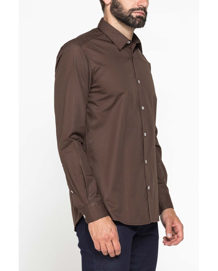 CAMICIA CASUAL DA UOMO IN TWILL DI COTONE E LYOCELL