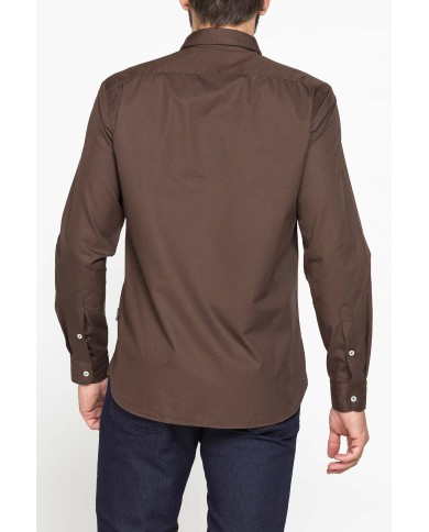 CAMICIA CASUAL DA UOMO IN TWILL DI COTONE E LYOCELL