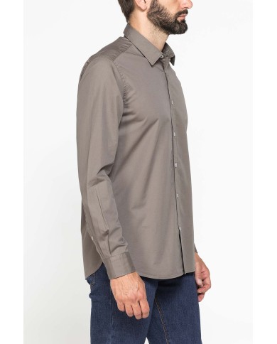 CAMICIA CASUAL DA UOMO IN TWILL DI COTONE E LYOCELL