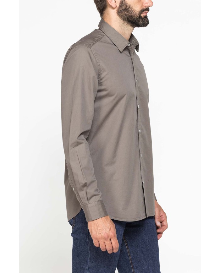 CAMICIA CASUAL DA UOMO IN TWILL DI COTONE E LYOCELL