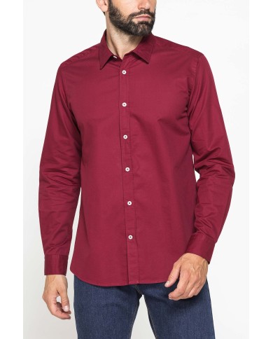 CAMICIA CASUAL DA UOMO IN TWILL DI COTONE E LYOCELL