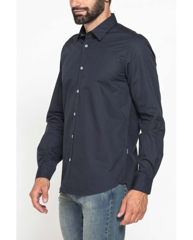 CAMICIA CASUAL DA UOMO IN TWILL DI COTONE E LYOCELL