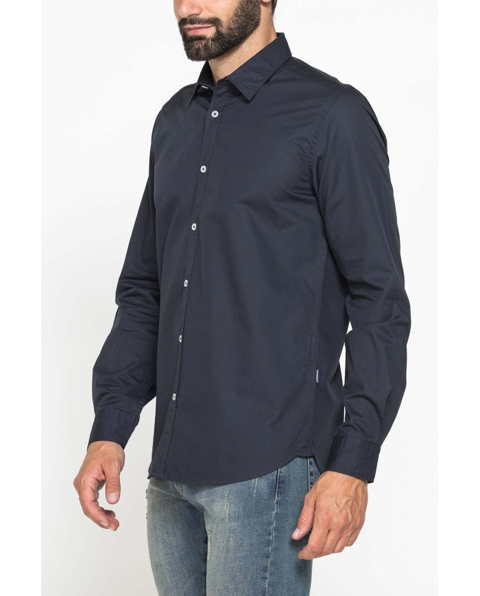 CAMICIA CASUAL DA UOMO IN TWILL DI COTONE E LYOCELL